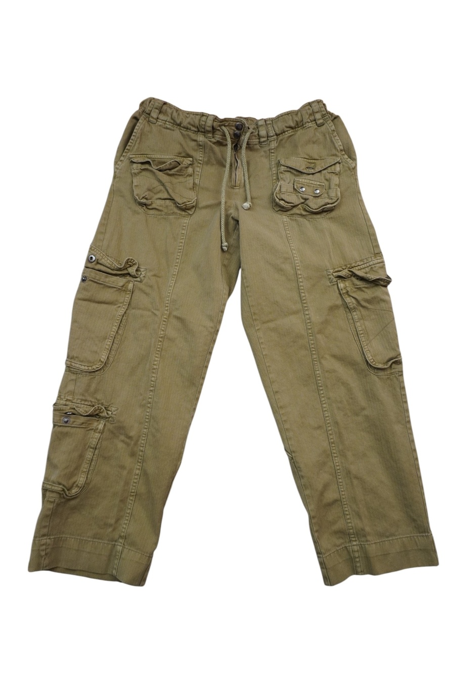 Free People Tahiti Cargo Pants Olive Green Pull On Cuffed Tapered 30X28 Hiking